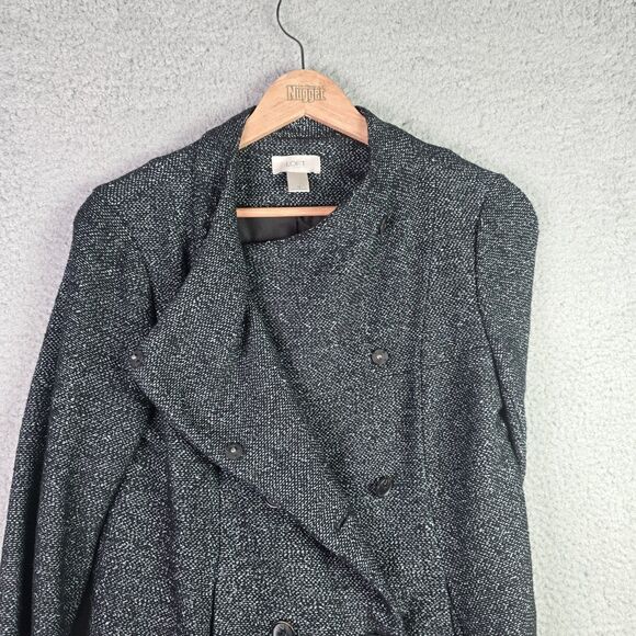 Loft Tweed Double Breasted Gray Crop Jacket Blazer Medium Trendy Structured - Picture 13 of 15